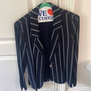Vero moda size medium one button blazer blue and white stripe